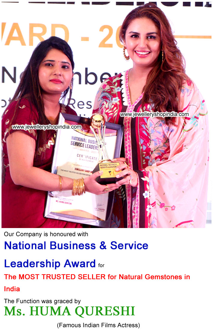 Award Huma Qureshi for Most Trusted Seller of Natural Gemstones in India