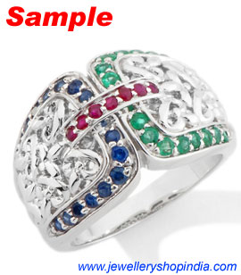 Blue Sapphire, Ruby, Emerald Gemstone Ring Design