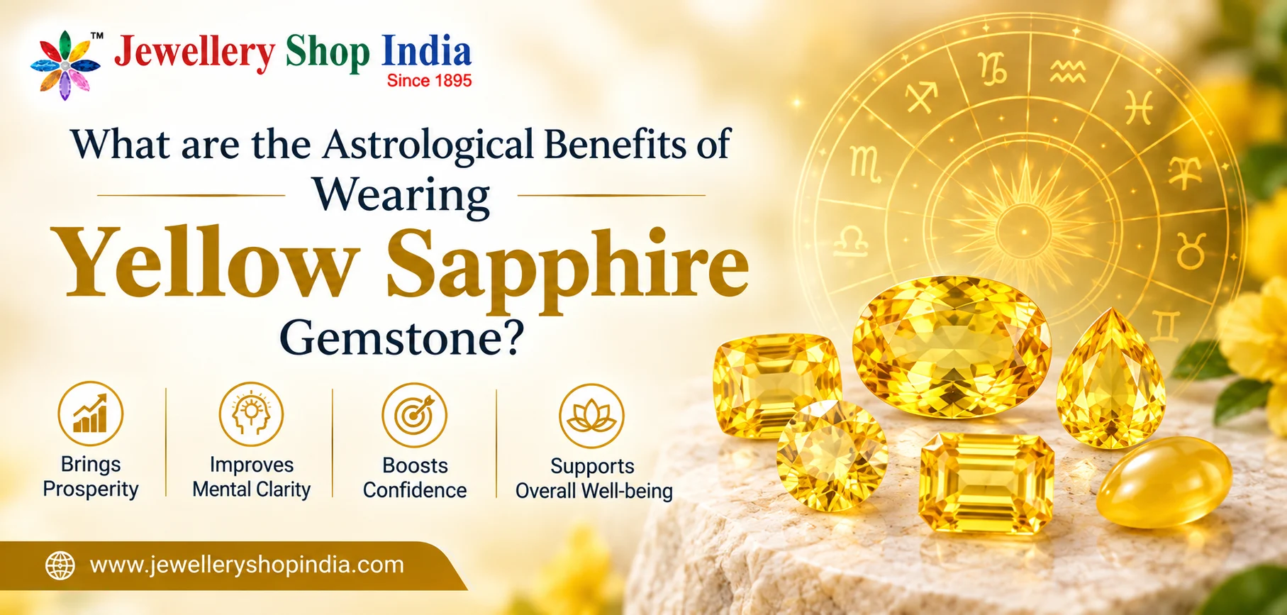 What are the astrological benefits of wearing yellow sapphire gemstone?